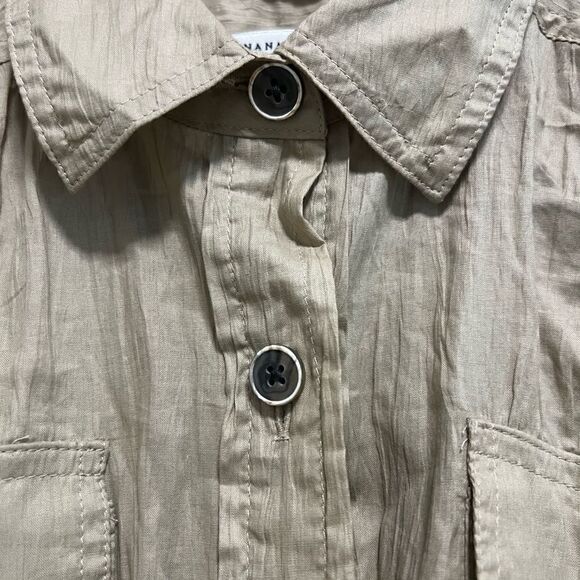 Banana Republic size 2 tan color gauze button down shift dress - Picture 8 of 11